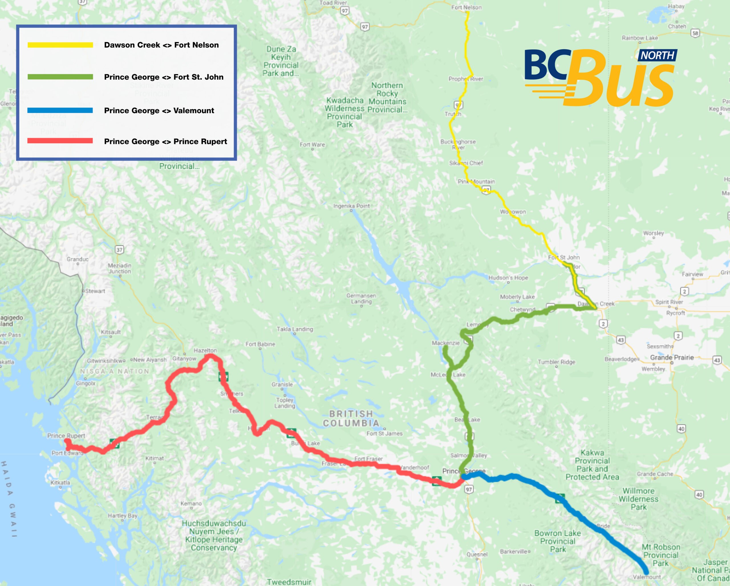 BC Bus North route map and locations